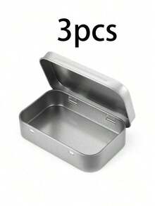 1pc Flip-Top Metal Tin Box, Portable Small Container, Mini Storage Box With Solid Hinge Lid, Suitable For Storing Thumbtacks, Nail Art, Beads, Earrings And Jewelry Crafts, Great For Women's Organization, Travel Essential, Back To School Dorm, Autumn Decor - Silver - View 8