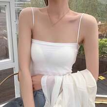 Women's Solid Color Seamless Suspender Breast Wrapped One-Piece Breast Pad Strapless Beautiful Back Bottom Layer Inner Vest - 白色 - 查看 1