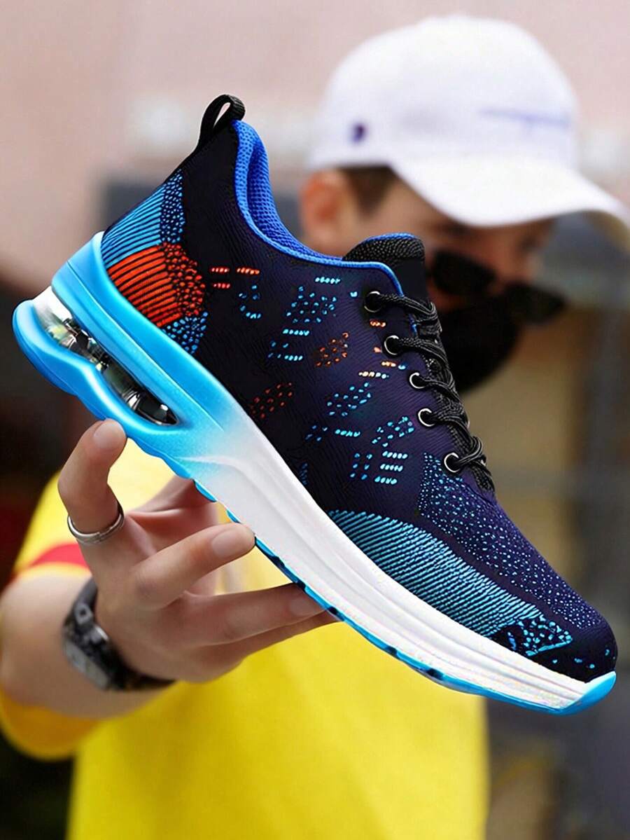 Zapatos deportivos con amortiguación de aire para hombres, zapatos de tenis para hombres, zapatos deportivos elegantes con bloques de color para hombres, zapatos para correr transpirables y antideslizantes para hombres, adecuados para fitness, deportes y viajes.
