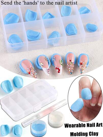 Professional Wearable Nail Mold Clay – Easy-Use Wearable Armor Molding Clay Kit,1:1 Mixing Use,Measurement-Free Custom Quick-Drying Nail Mold,DIY Nail Mold Craft Supplies