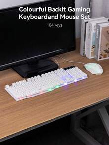LED Backlit Mechanical Gaming Keyboard And Mouse Set - Multicolor - View 3