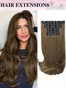 18-Inch Natural Wavy Clip-In Hair Extensions, Layered Cut For Women, Lightweight And Natural Synthetic Hair Pieces With Thin And Soft Invisible Hair Net. - Multicolor - View 12