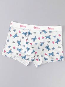 Disney 1 chiếc quần lót nam in hình hoạt hình Stitch, cạp chun co giãn, thích hợp mặc hàng ngày. - trắng - Xem 1