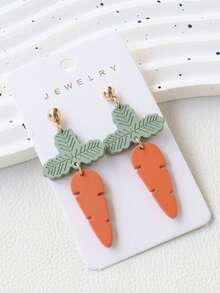 一对丙烯颜料绘制的胡萝卜形状耳环，可爱有趣，甜美独特，节日派对礼物耳环 - 紅蘿蔔 - 查看 3