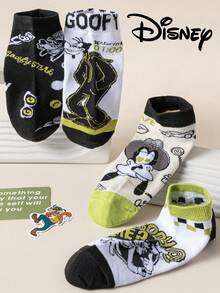 Disney 5双装男女通用袜子，米奇、米妮、唐老鸭、黛丝主题，透气舒适，时尚新奇袜子，夏季礼物 - 彩色 - 查看 3