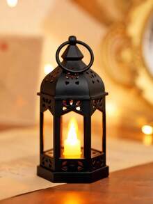 1 pieza Lámpara decorativa de linterna mini retro con batería, lámpara de decoración para el hogar, decoración de mesa, decoración de dormitorio, luz nocturna colgante de pared, adecuada para decoración de boda, fiesta, vacaciones, linterna de mesa LED de interior - Amarillo - Ver 21