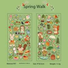 可爱森林动物贴纸，DIY风景装饰，适用于剪贴簿、计划本、日记本、笔记本、手工制作，防水贴纸，可用于水瓶、吉他、滑板、摩托车头盔、行李箱、手机、电脑、返校用品 - 彩色 - 查看 8