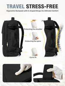 Large Capacity Nylon Waterproof Hiking Backpack Approved For Air Travel, Big Volume Travel Backpack, Unisex Casual Backpack, High School Student Backpack, Multi-Function Laptop Bag, Camping - Multicolor - View 8