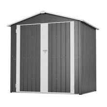 142x185cm Metal Shed, Garden Tent With Vent, Lockable Door, Windproof Garden Equipment, Grey - A - View 7