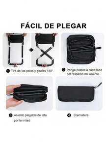 IMPORTEEK 1 Pieza Silla Plegable Portátil para Exterior e Interior Adecuado para Senderismo/Playa/Camping - Negro - Ver 3