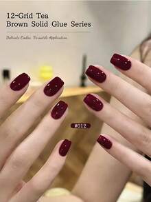 12 colores Patrón de manchas de pegamento Lata de esmalte de uñas semi-sólido de alta saturación popular para uso especial en salón de uñas - Multicolor - Ver 8