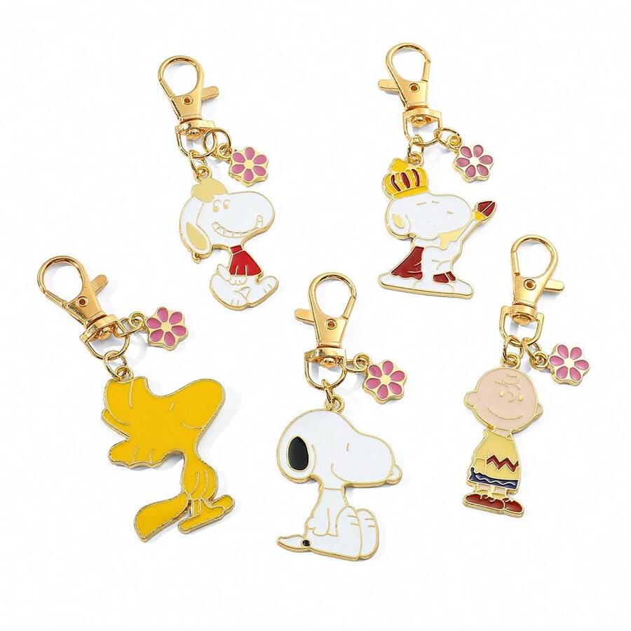 1 Set Japanese Style Sakura Snoopy Cartoon Keychain, Cute Doll Car Key Chain, Couple Bag Pendant, New Year, Valentine's Day, Easter Gift [Random Style] - Multicolor - View 1