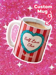 1pc Custom Valentine's Day Themed Name Mug Personalized Ceramic Coffee Mug With Custom Name Print Romantic Heart Style Design Cute Stripe Pattern Daily Drinkware Cup - Valentine's Day Style 1 - View 6