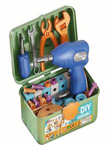 Set di giocattoli fai-da-te puzzle 3D, set di attrezzi da ingegnere giocattolo educativo per bambini con trapano elettrico e bulloni, regalo di Natale per ragazzi e ragazze, set di attrezzi giocattolo realistici per il gioco della casa - Multicolore - Visualizzare 9