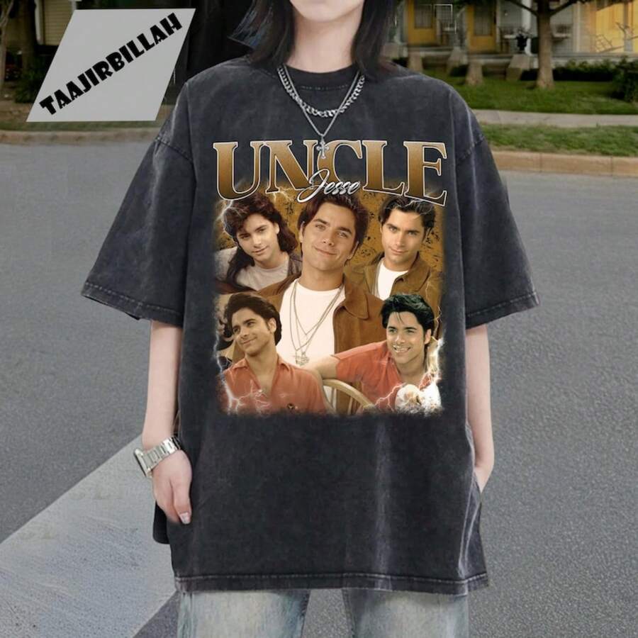 Uncle Jesse Bootleg Vintage Shirt, Full House Tribute T1EE, John Stamos 90s T-Shirt, GifT1S For Woman And Man UniS1ex T-ShirtFor Woman Shirt - 黑色 - 查看 1