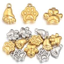 5pcs/Pack Stainless Steel Cat Paw Pendant, Creative Bracelet Necklace Keychain Charm, Cute Fashion Jewelry DIY Accessories - Cat Paw Pendant - View 7