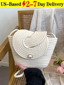 Mini Fashion Imitation Straw Handbag, Summer Vacation Beach Style Woven Bag Handheld And Crossbody Bag,Lightweight Casual Minimalist Straw Woven Bag, Perfect For Holiday Shopping And Gifting, Elegant Ladies Handbag,Women's And Girls' Bag, Wicker Bag, Holiday Essentials,Perfect For Travel, Vacation, Holiday & Beach, Travel Must Haves, Summer Straw Beach Bag For Women, Fashion Summer Vacation Bag, Beach Essentials Women Bags For Vacation & Holiday,Eye-Catching Beach Bag, Women's Summer Straw Beach Bag, Popular Women's Beach Bag, Fashionable Summer Vacation Bag, Essential Women's Beach Vacation Bag, Latest Vacation Bag[US Local Warehouse]The Best Gift Choice, Birthday Gift - 彩色 - 查看 12