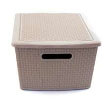 organizador de cocinaGuateplast - Set de 3 Cestas de Almacenamiento Plásticas de 22 Litros Contenedores Plásticos para Organizar el Hogar Organizadores Cajas de Plástico Cajas de almacenamiento Color Beige - Beis - Ver 2