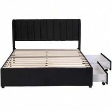 Bed Bases & Foundations - Black + Velvet + 140cm*200cm - View 11