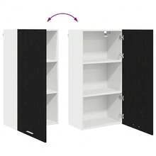 vidaXL Hängeschrank Mit Tür Schwarze Eiche Und Weiß 50 X 31 X 100 Cm - Black - View 11