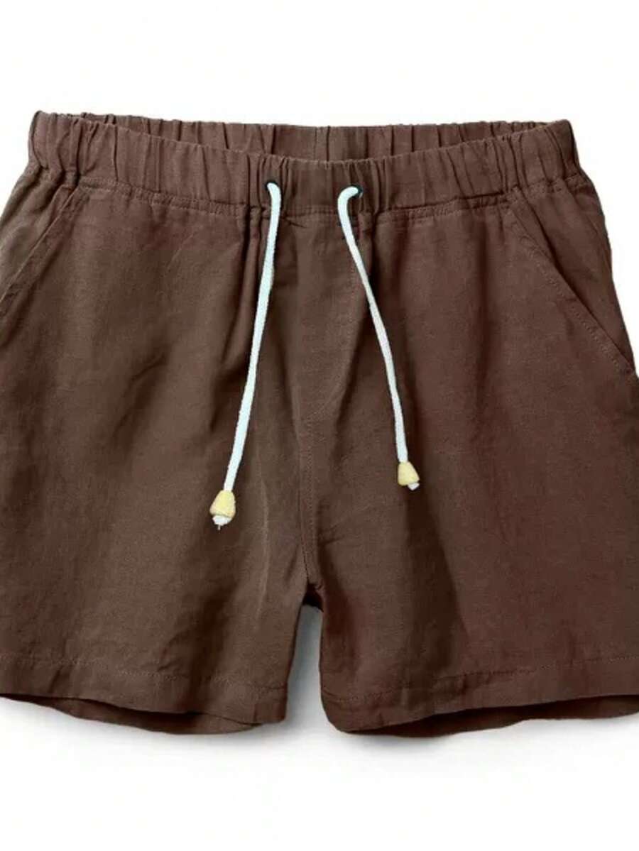 Mauricinho Summer Shorts, Regular Fit, Drawstring, Pocket, Linen - Brown - View 1