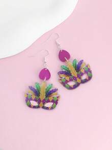 Carnival Party Mask, Iris Acrylic Earrings, Exaggerated Fashion, Festival Atmosphere Earrings (Card Not Included) - Multicolor - View 2