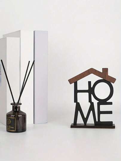 1 buc. Decor elegant din lemn pentru casă, în formă de casă - utilizare versatilă în interior/exterior, cadou ideal pentru casă și birou, decor pentru casă, accent versatil pentru sufragerie, decor pentru casă, perfect pentru Ziua Îndrăgostiților, Ziua Recunoștinței și decorarea casei de zi cu zi