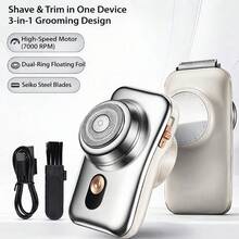 SKYWORTH 3合1男士電動刮鬍刀，附彈出式修剪頭便攜式鬍鬚修剪器，USB-C充電式旅行理容組，多功能男士理容套裝 - 彩色 - 查看 12