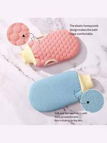 1pc Double-Sided Bath Towel/Glove, Gentle On Skin, Multi-Functional Bath Towel/Honeycomb Bath Gloves - Multicolor - View 3