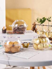Hộp đựng bánh cupcake đơn bằng nhựa trong suốt hình vòm dùng một lần, 50 chiếc/30 chiếc/10 chiếc, hộp đựng bánh trái cây và món tráng miệng, lý tưởng cho các bữa tiệc hoặc đám cưới. - Nhiều màu - Xem 6