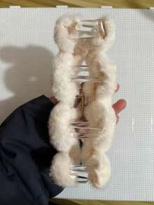 1个秋冬可爱蓬松发夹，超大波浪毛绒发爪，多功能优雅发饰，女士发夹 - 彩色 - 查看 5