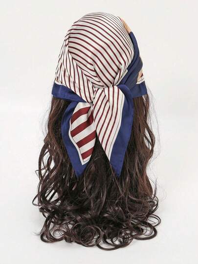 1pc Women's Geometric Print Bandana Scarf, Silk Headband, Neck Scarf, Suitable For Daily Use