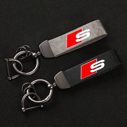 PU Leather Car Keychain With 360 Degree Rotation Zinc Alloy Keyring Premium Trinket For Car Keys Stylish Unisex Design Durable Key Holder Gift For Audi S A4 SA A5 S5