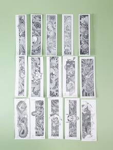 3片装日式传统条纹纹身贴纸，防水防汗，持久1-2周，逼真植物纹理，不反光，男女通用，可用于手臂、胸部、腿部、腹部、腰部、手指、颈部、脊柱等部位，现代人体彩绘临时纹身贴纸 - HL - 查看 5