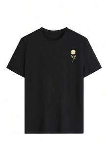 Damski, letni T-shirt z okrągłym dekoltem i krótkimi rękawami, miękki i wygodny, swobodny i uniwersalny. Z kwiatowym nadrukiem w stokrotki i angielskim napisem, podkreślającym młodzieńczą witalność. Nadaje się do biegania, wypoczynku, spotkań, imprez i innych okazji. Luźny, miejski styl sprawia, że nadaje się również do noszenia na świeżym powietrzu, idealnie sprawdzając się w letnich stylizacjach. - Czarne - Zobacz 3