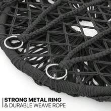 Silla colgante de macramé, hamaca de silla de estilo bohemio de cuerda de algodón con flecos, capacidad máxima de 350 libras para dormitorio, sala de estar, porche, balcón - Negro - Ver 5