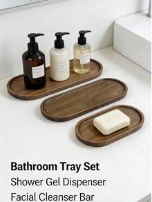 Oval Wooden Tray, Bathroom Storage, Living Room Decor, Kitchen Organization, Kitchen Decor, Bathroom, Wooden Tray, It Can Hold Perfumes, Candles, Soaps, Jewelry And More, Ideal Gift For Ramadan, Valentine's Day And New Year - Brown - View 2