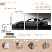 3pcs Car Poster Prints, Suitable For Children's Room, Home Office, Daycare, Dorm Gift (For Men), Fun Canvas Wall Art, Applicable For Home Bedroom Kitchen Living Room Bathroom, Hotel, Cafe, Office Decor - Multicolor - View 16