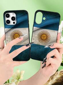 Classic Argentina Flag Pattern Fashionable Men's And Women's Large Hole Anti Fall Phone Case Phone Case For IPhone 17/17PRO/17AIR/17PROMAX/16E/16/16PRO/16PLUS/16PROMAX/15/15PLUS/15PRO/15PROMAX/14/14PLUS/14PRO/14PROMAX/13/13PRO/13PROMAX/12/11( Internet Celebrity's Birthday Gift, Easter Gift, Valentine's Day Gift For Friends, Girlfriends, Boyfriends, Family) - Black - View 8