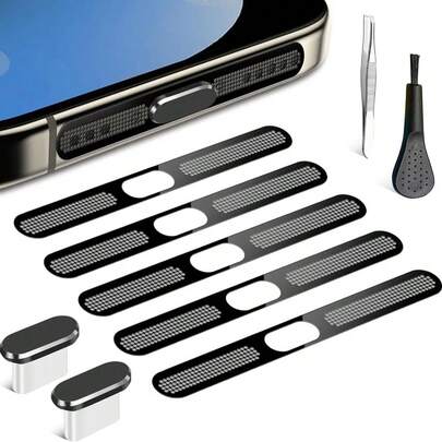 USB-C防尘塞套装，手机扬声器防尘盖和防尘保护盖，适用于 17/16/15 Pro Max。