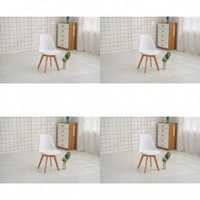 Dining Chairs Having Wooden Legs With Cushion Padded Style Multi-Color Dining Chairs Living Room Chair For Bedroom Home Office Furniture 1 White