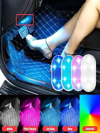 Rechargeable Magnetic-Attachment LED Car Touch Light, Suitable For Various Car Models Such As Sedans And SUVs. It Features Multi-Color And Seven-Color Ambient Light, Rechargeable Lamp, Lamp, Car Interior Light, Touchable LED Lamp, And Is A Valentine's Day Gift.