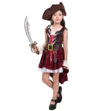 Bộ trang phục cướp biển cho bé gái, bao gồm mũ và váy, thích hợp cho các bữa tiệc hóa trang, lễ hội. - Màu be - View 9