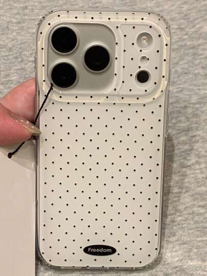 Fashionable Minimalist Polka Dot & Letter Glossy Jelly Phone Case Compatible With IPhone 17 Pro Max, 17 Pro, 17, 16 Pro Max, 16 Pro, 16, 15 Pro Max, 15 Pro Max, 15 Pro, 15, 14 Pro Max, 14 Pro, 14, 13 Pro Max, 13 Pro, 13, 12 Pro Max, 12 Pro, 12, 11, Cute Solid Color Shockproof Back Cover