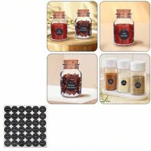 5 Sheets Of 180pcs Round Spice Labels With Adhesive, Suitable For Spice Jars, Blank Writable Labels, Seasoning Labels, Can Be Used For Kitchen Pantry Jars, Lids, Food Containers And Spice Storage Boxes. - Black - View 7