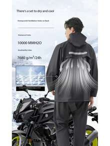 1 Set Unisex Casual Hooded Raincoat With Reflective Stripes, Breathable Ventilation Holes, Full Body Separable Rainsuit For Cycling, Waterproof, Lightweight, Suitable For Beach, Travel,Mother's Day Gift,Bedroom Decor,Garden,Kitchen Decor,Summer,Beach,Travel Essentials,Room Decor,Squishy,Graduation - Men's and Women's Styles - View 4