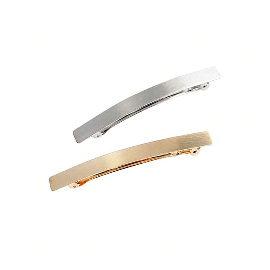 2Pcs 4" Metal Hair Clips Spring Clip Barrette Wrapping Hairpins Hair Accessories For Girls Women Ladies Gold And Silver - mặc định - Xem 1