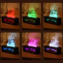 Humidificador y difusor de aromas con chimenea alimentado por USB, difusor de aroma con llama 3D, iluminación de ambiente colorida con control remoto, humidificador ultrasónico, adecuado para oficina, dormitorio, regalo navideño - Multicolor - Ver 2
