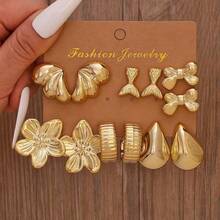 12件/18件装时尚金属色派对节日多造型耳环套装，轻盈CCB材质，女士耳环套装 - 彩色 - 查看 3