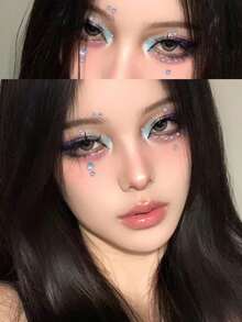 一张晶莹剔透、珠光闪耀的宝石般眼影，非常适合DIY化妆、音乐节、派对和日常使用。 - 彩色 - 查看 3